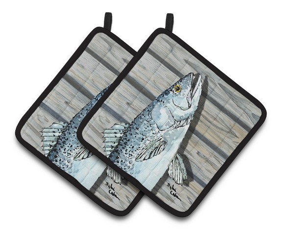Picture of Carolines Treasures 8494PTHD Fish Speckled Trout Pair of Pot Holders, 7.5 x 3 x 7.5 in.