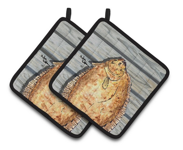 Picture of Carolines Treasures 8495PTHD Fish Flounder Pair of Pot Holders, 7.5 x 3 x 7.5 in.