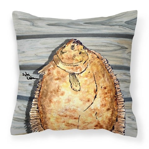 Fish Flounder Fabric Decorative Pillow 14 x 3 x 14 in.