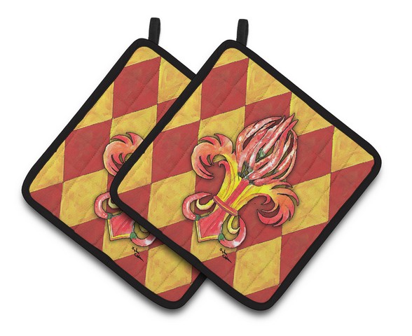 Picture of Carolines Treasures 8499PTHD Peppers Fleur De Lis Pair of Pot Holders, 7.5 x 3 x 7.5 in.