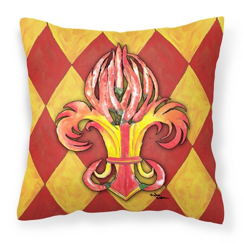 Peppers Fleur De Lis Fabric Decorative Pillow - 14 x 3 x 14 in.