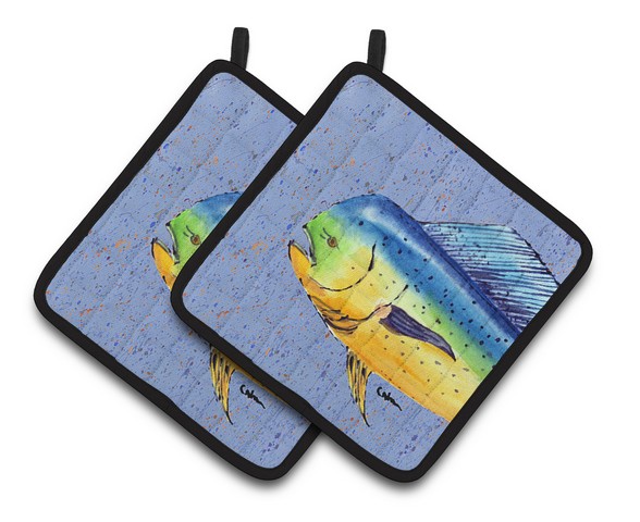 Picture of Carolines Treasures 8521PTHD Dolphin Mahi Mahi Pair of Pot Holders, 7.5 x 3 x 7.5 in.