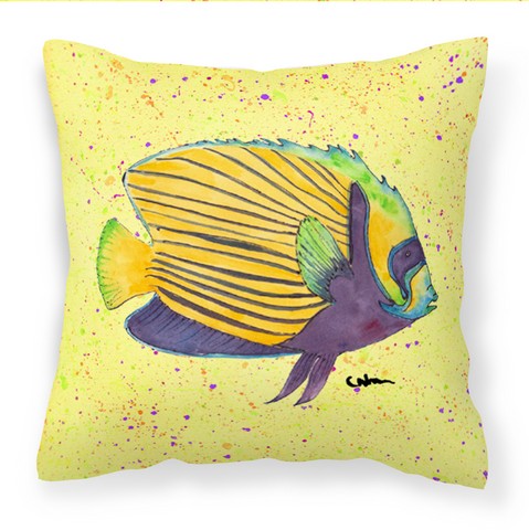 Yellow Fish on Yellow Fabric Decorative Pillow, 14 x 3 x 14 in.