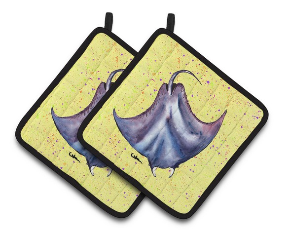 Picture of Carolines Treasures 8531PTHD Stingray on Yellow Pair of Pot Holders, 7.5 x 3 x 7.5 in.