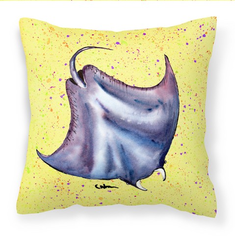 Stingray on Yellow Fabric Decorative Pillow - 14 x 3 x 14 in.