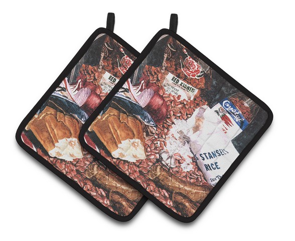 Picture of Carolines Treasures 8536PTHD Red Beans & Rice Pair of Pot Holders, 7.5 x 3 x 7.5 in.
