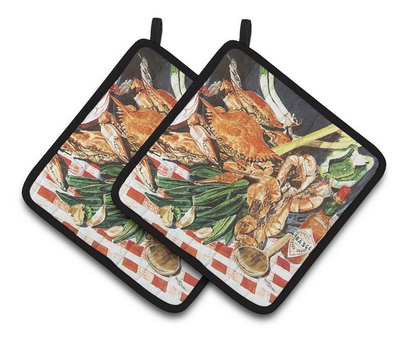 Picture of Carolines Treasures 8537PTHD Crab Boil Pair of Pot Holders, 7.5 x 3 x 7.5 in.