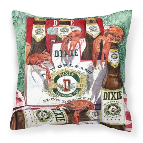 Dixie Beer & Crawfish New Orleans Fabric Decorative Pillow, 14 x 3 x 14 in.