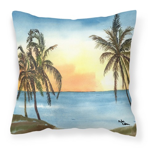 Palm Tree Fabric Decorative Pillow, 14 x 3 x 14 in.