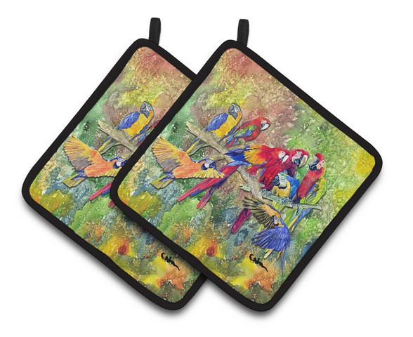 Picture of Carolines Treasures 8600-2PTHD Parrots Galore Pair of Pot Holders, 7.5 x 3 x 7.5 in.
