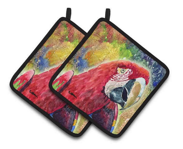 Picture of Carolines Treasures 8607PTHD Bird - Parrot Pair of Pot Holders, 7.5 x 3 x 7.5 in.