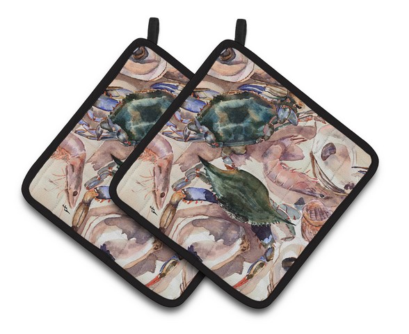 Picture of Carolines Treasures 8618PTHD Crab Pair of Pot Holders, 7.5 x 3 x 7.5 in.