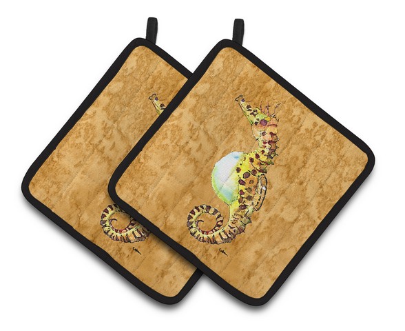 Picture of Carolines Treasures 8640PTHD Seahorse Pair of Pot Holders, 7.5 x 3 x 7.5 in.