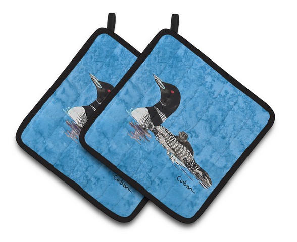 Picture of Carolines Treasures 8718PTHD Momma & Baby Loon Pair of Pot Holders, 7.5 x 3 x 7.5 in.