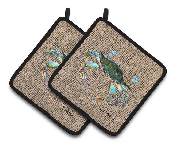 Picture of Carolines Treasures 8731PTHD Crab Pair of Pot Holders, 7.5 x 3 x 7.5 in.