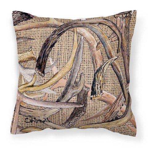 Deer Horns Fabric Decorative Pillow - 14 x 3 x 14 in.