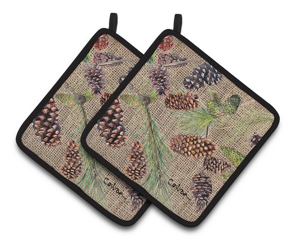 Picture of Carolines Treasures 8735PTHD Pine Cones Pair of Pot Holders, 7.5 x 3 x 7.5 in.