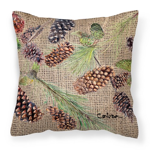 Pine Cones Fabric Decorative Pillow, 14 x 3 x 14 in.