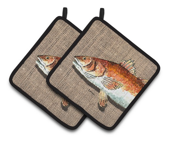 Picture of Carolines Treasures 8736PTHD Red Fish Pair of Pot Holders, 7.5 x 3 x 7.5 in.