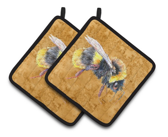 Picture of Carolines Treasures 8850PTHD Bee on Gold Pair of Pot Holders, 7.5 x 3 x 7.5 in.