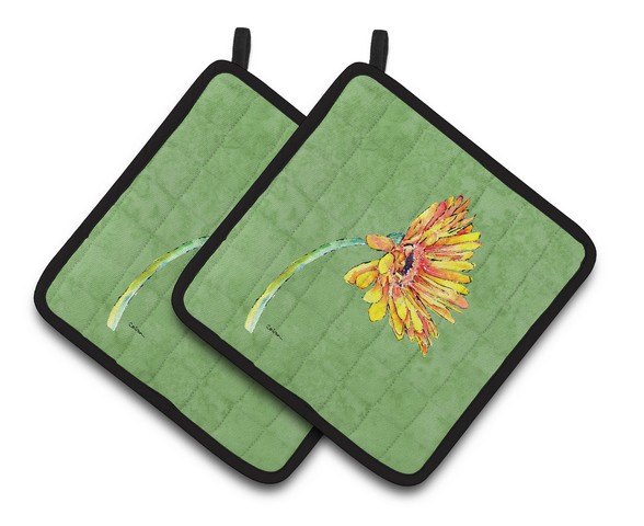 Picture of Carolines Treasures 8854PTHD Gerber Daisy Orange Pair of Pot Holders, 7.5 x 3 x 7.5 in.