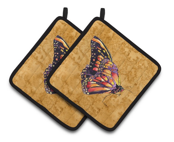 Picture of Carolines Treasures 8858PTHD Butterfly on Gold Pair of Pot Holders, 7.5 x 3 x 7.5 in.