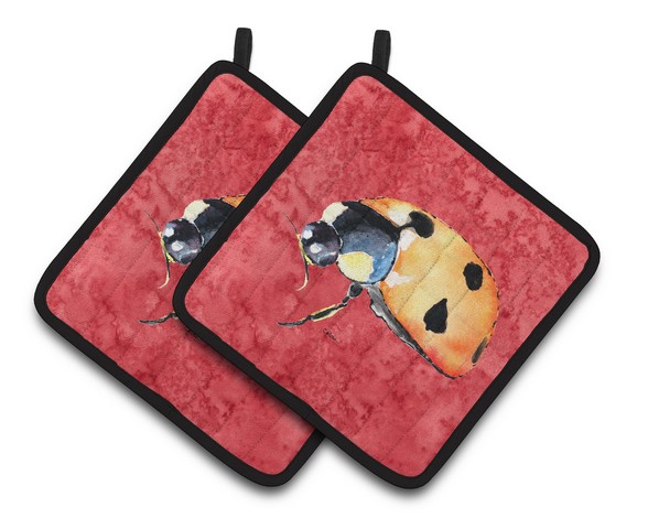 Picture of Carolines Treasures 8869PTHD Lady Bug on Red Pair of Pot Holders, 7.5 x 3 x 7.5 in.