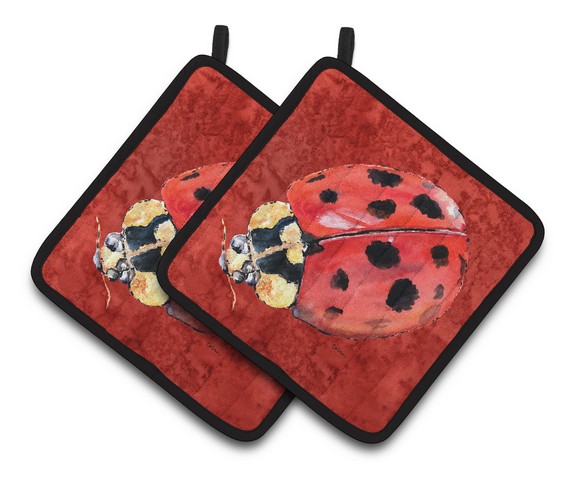 Picture of Carolines Treasures 8870PTHD Lady Bug on Deep Red Pair of Pot Holders, 7.5 x 3 x 7.5 in.