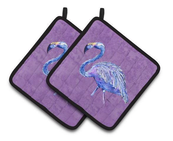 Picture of Carolines Treasures 8874PTHD Flamingo on Purple Pair of Pot Holders, 7.5 x 3 x 7.5 in.