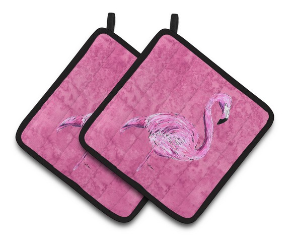 Picture of Carolines Treasures 8875PTHD Flamingo on Pink Pair of Pot Holders, 7.5 x 3 x 7.5 in.