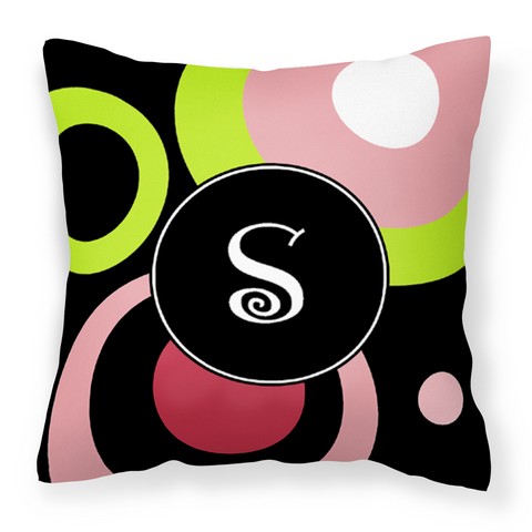 Letter S Monogram - Retro in Black Fabric Decorative Pillow - 14 x 3 x 14 in.