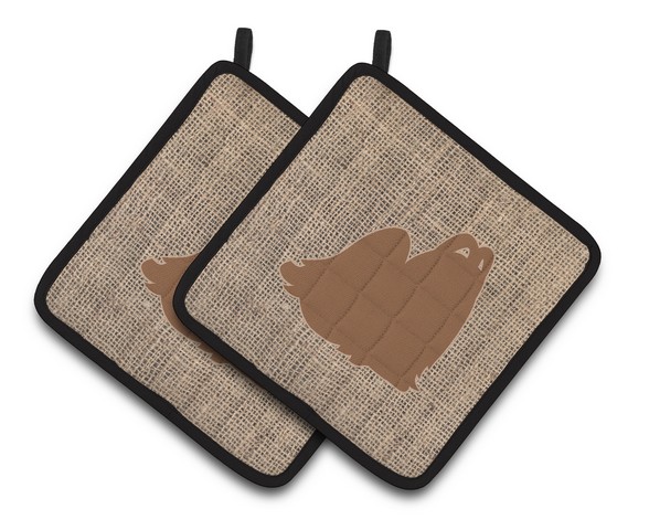 Picture of Carolines Treasures BB1079-BL-BN-PTHD Maltese Faux Burlap & Brown Pair of Pot Holders, 7.5 x 3 x 7.5 in.