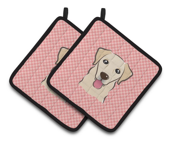 Picture of Carolines Treasures BB1252PTHD Checkerboard Pink Golden Retriever Pair of Pot Holders, 7.5 x 3 x 7.5 in.