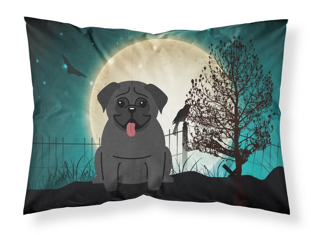 Halloween Scary Pug Black Fabric Standard Pillowcase