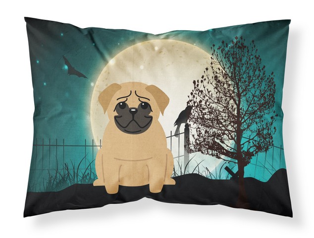 Halloween Scary Pug Brown Fabric Standard Pillowcase