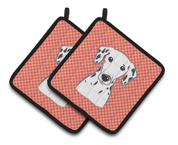 Picture of Carolines Treasures BB1131PTHD Red Checkered Dalmatian Pair of Pot Holders, 7.5 x 3 x 7.5 in.