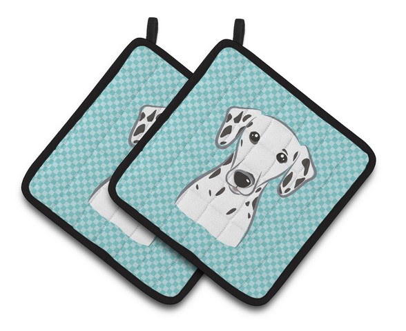 Picture of Carolines Treasures BB1148PTHD Checkerboard Blue Dalmatian Pair of Pot Holders, 7.5 x 3 x 7.5 in.