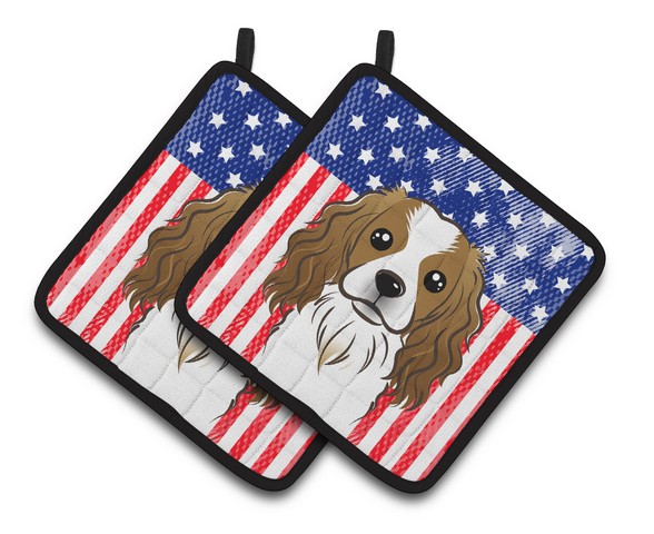 Picture of Carolines Treasures BB2154PTHD American Flag & Cavalier Spaniel Pair of Pot Holders, 7.5 x 3 x 7.5 in.