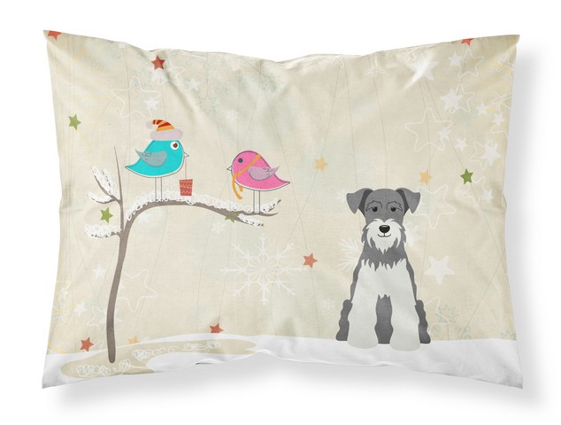BB2526PILLOWCASE Christmas Presents Between Friends Miniature Schanuzer Salt & Pepper Fabric Standard Pillowcase, 20.5 x 0.25 x 30 in.