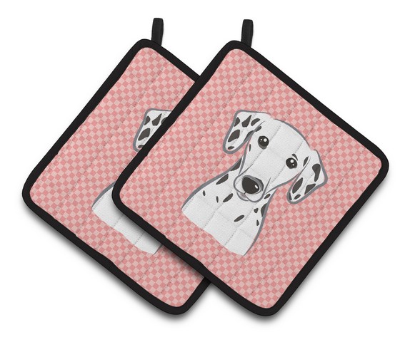 Picture of Carolines Treasures BB1210PTHD Checkerboard Pink Dalmatian Pair of Pot Holders, 7.5 x 3 x 7.5 in.