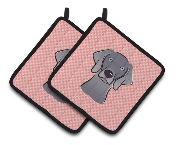 Picture of Carolines Treasures BB1231PTHD Checkerboard Pink Weimaraner Pair of Pot Holders, 7.5 x 3 x 7.5 in.