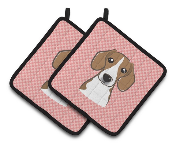 Picture of Carolines Treasures BB1239PTHD Checkerboard Pink Beagle Pair of Pot Holders, 7.5 x 3 x 7.5 in.