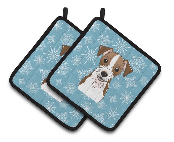 Picture of Carolines Treasures BB1636PTHD Snowflake Jack Russell Terrier Pair of Pot Holders, 7.5 x 3 x 7.5 in.