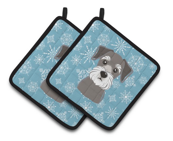 Picture of Carolines Treasures BB1640PTHD Snowflake Schnauzer Pair of Pot Holders, 7.5 x 3 x 7.5 in.