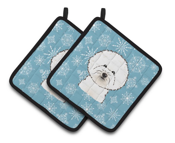 Picture of Carolines Treasures BB1651PTHD Snowflake Bichon Frise Pair of Pot Holders, 7.5 x 3 x 7.5 in.