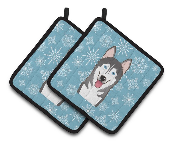 Picture of Carolines Treasures BB1652PTHD Snowflake Alaskan Malamute Pair of Pot Holders, 7.5 x 3 x 7.5 in.