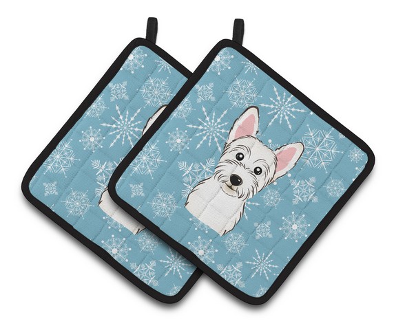 Picture of Carolines Treasures BB1660PTHD Snowflake Westie Pair of Pot Holders, 7.5 x 3 x 7.5 in.