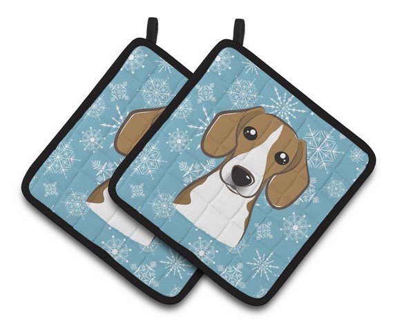 Picture of Carolines Treasures BB1673PTHD Snowflake Beagle Pair of Pot Holders, 7.5 x 3 x 7.5 in.