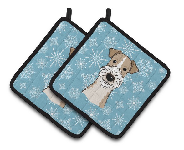 Picture of Carolines Treasures BB1681PTHD Snowflake Wire Haired Fox Terrier Pair of Pot Holders, 7.5 x 3 x 7.5 in.
