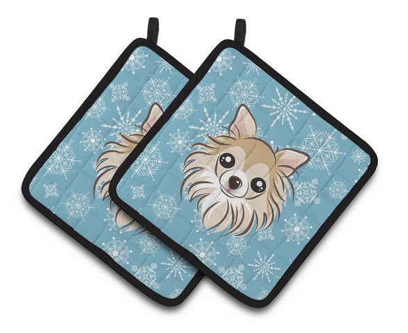 Picture of Carolines Treasures BB1685PTHD Snowflake Chihuahua Pair of Pot Holders, 7.5 x 3 x 7.5 in.